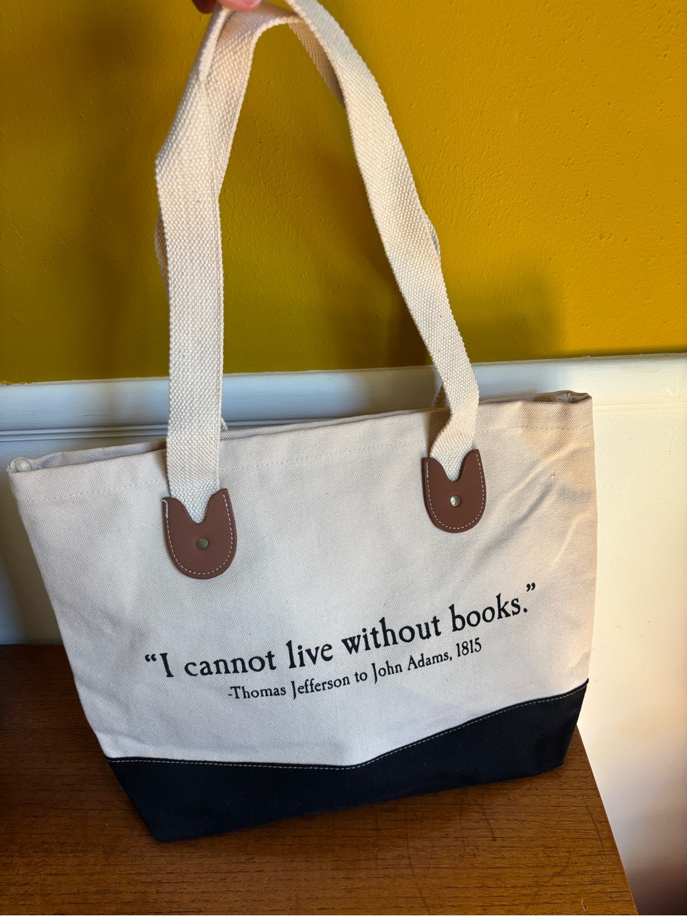 I cannot live without books canvas tote